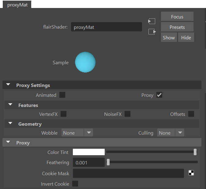 Flair proxy material node