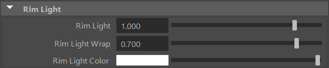 Rim light attributes in the Attribute Editor