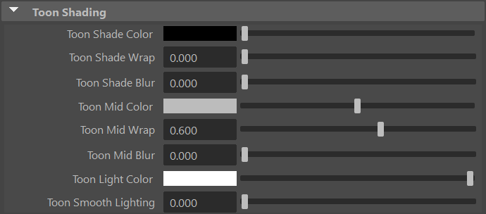 Toon Shading attributes in the Attribute Editor