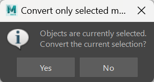 Convert selected confirmation message