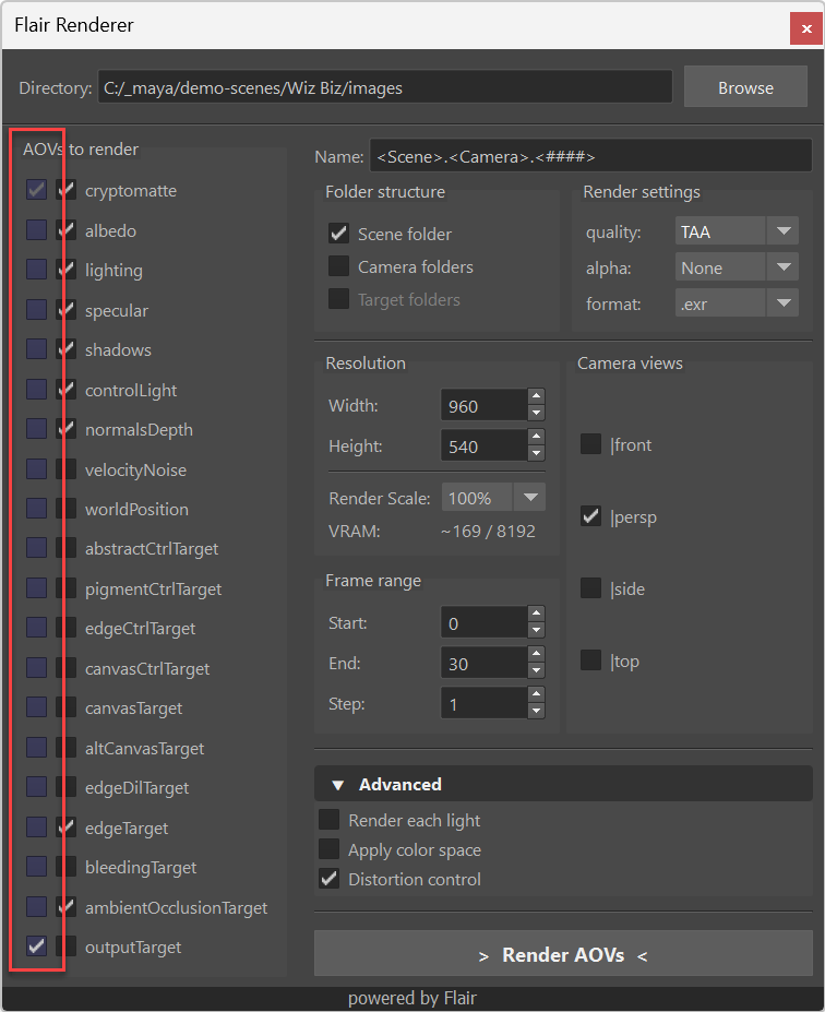 Flair Renderer with distortion controls