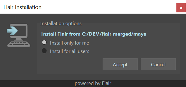 Flair installation prompt