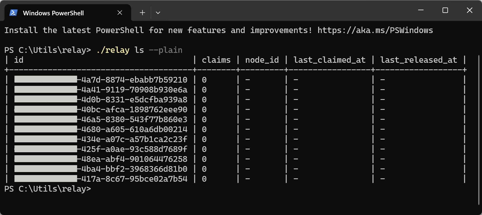 The available licenses are listed by running: ./relay ls