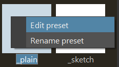 Right click context menu on a preset