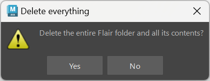 Confirmation dialog for deleting all Flair-related content